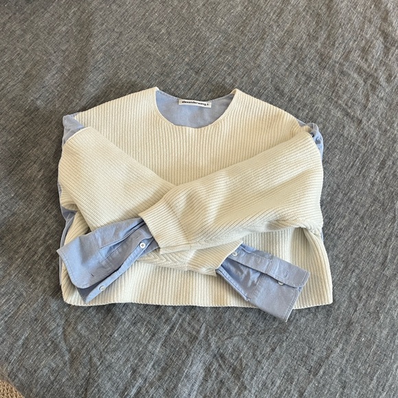 Alexander Wang Cream Ribbed Cropped Women’s Sweater - Picture 3 of 12